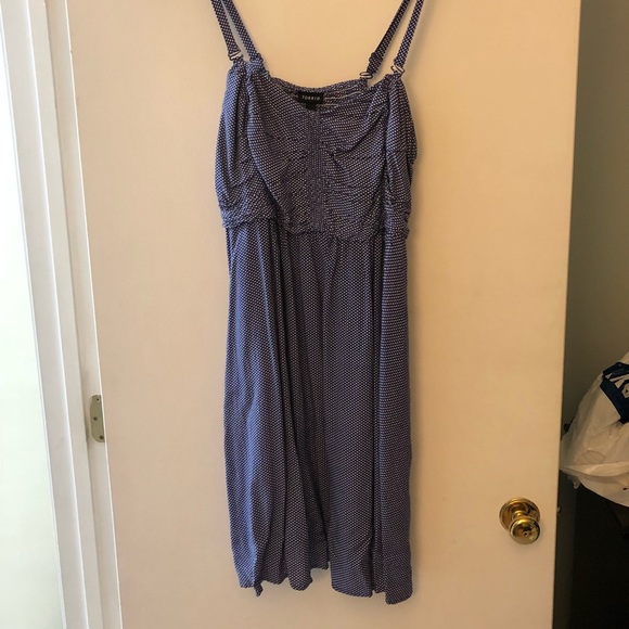torrid Dresses & Skirts - Light blue polka dot Torrid dress with pockets!